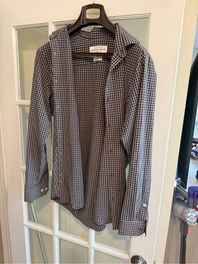 Mizzen+Main Men's Plaid Mini Check Large Trim fit Dress shirt